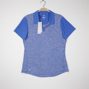 Adidas Women's Short Sleeve A146 Heather Block Sport Polo Shirt Blue Size‎ M